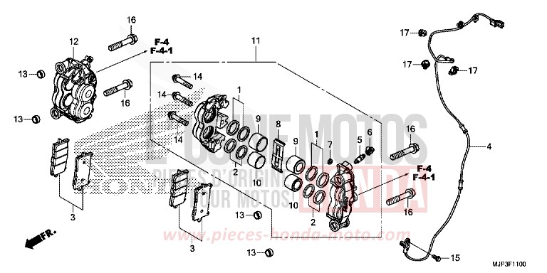 VORDERRAD-BREMSSATTEL von Africa Twin PEARL GLARE WHITE (NHB53H) von 2017